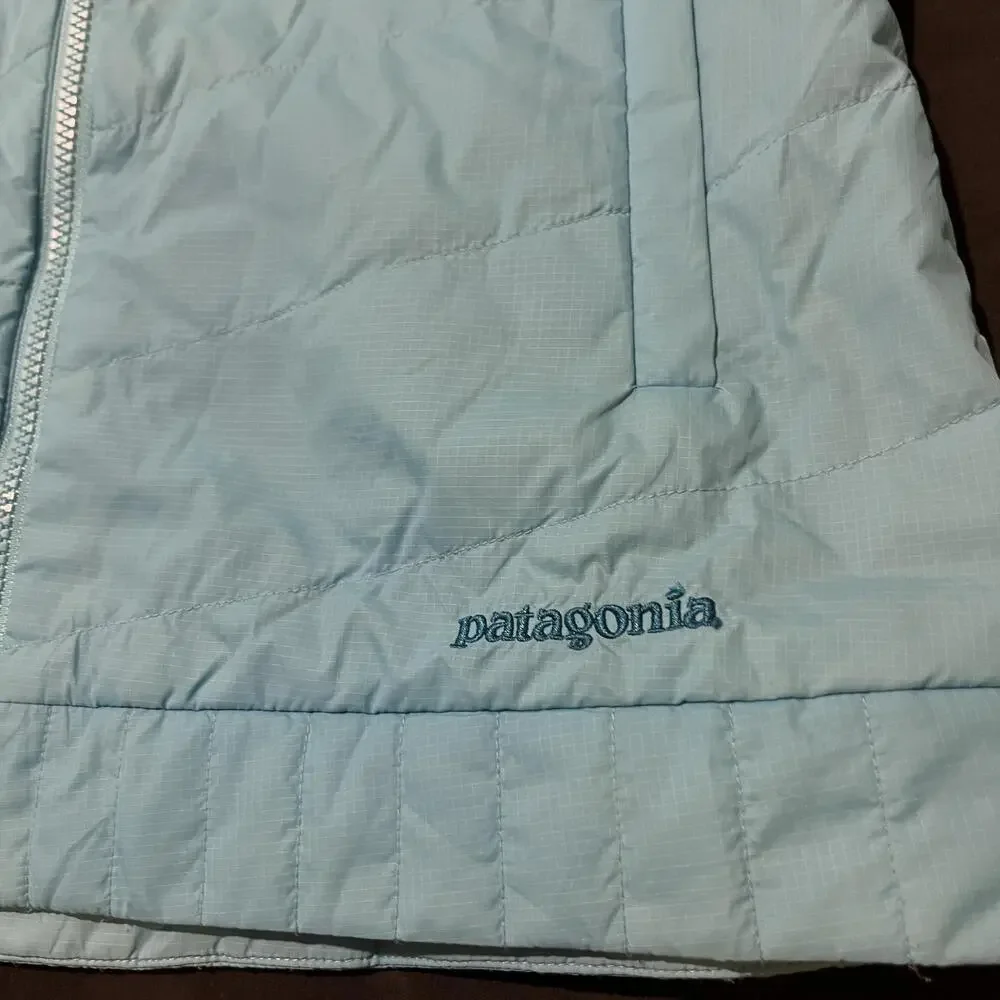 Patagonia Puffer Jacket Womens Medium Light Blue Quilted Full Zip STY 31765